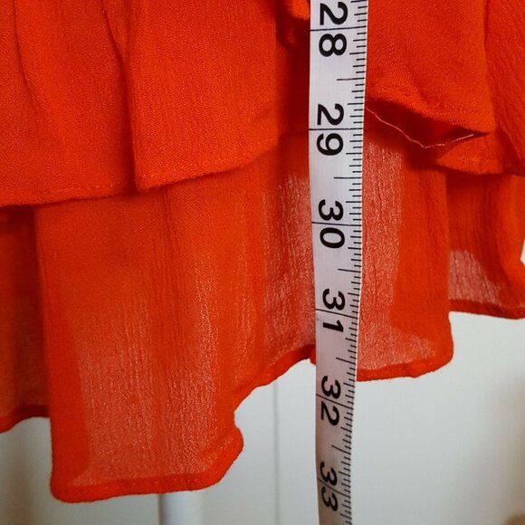 Womens Small Halter Top Crochet Bust Ruffle Layers Faux Leather Braided Straps - Picture 9 of 12